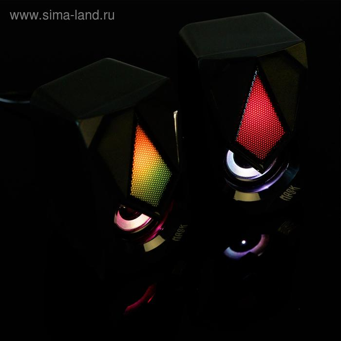 Компьютерные колонки 2.0 Qumo Mask AS004, 2х5 Вт, USB, RGB подсветка, чёрные