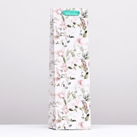 Пакет  под бутылку &laquo;Цветочное сочетание&raquo;, белый 12 x 40 x 10 см