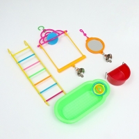 Набор игрушек для птиц (ванночка, кормушка, зеркальце, качели, лесенка), 35 х 28 см Набор игрушек для птиц (ванночка, кормушка, зеркальце, качели, лесенка), 35 х 28 см