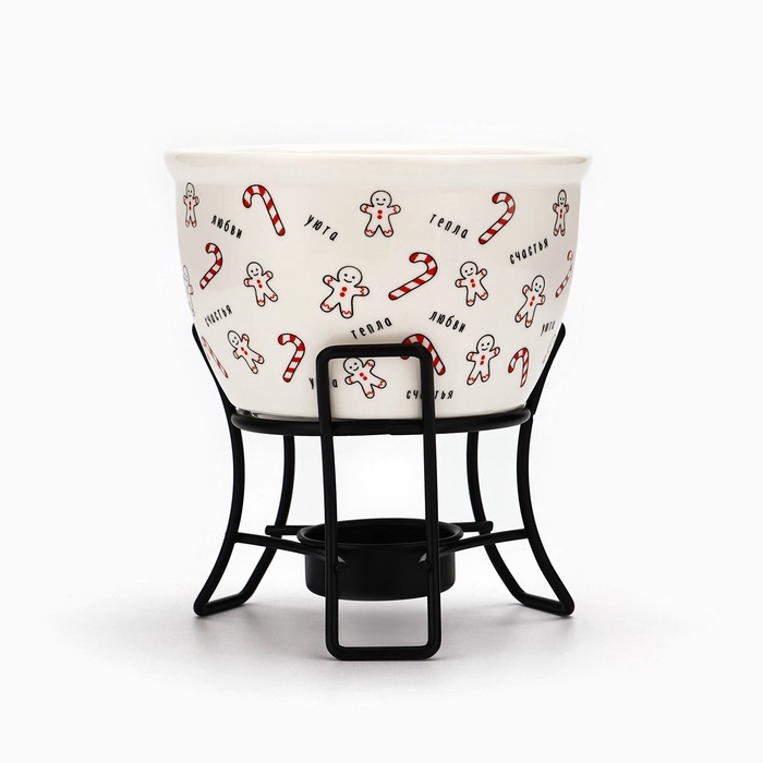 Фондю керамическое новогоднее Дорого внимание &laquo;Счастья&raquo;, 2 шпажки