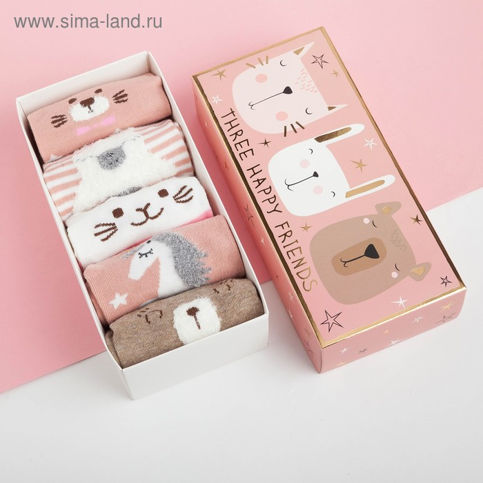 Набор носков KAFTAN Набор носков KAFTAN "Three happy friends" 5 пар, 22-24 см