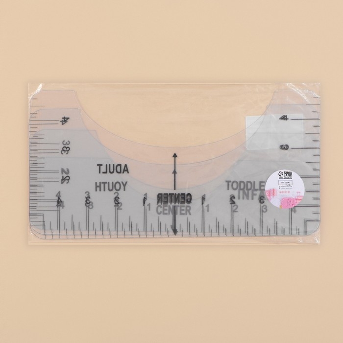 Набор линеек для раскроя горловины, 4 шт, 25,4 &times; 6,35/8,9/11,5/12,7 см, цвет прозрачный