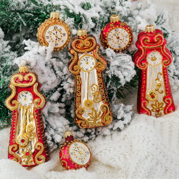 Набор ёлочных игрушек Набор ёлочных игрушек "Часы" 13*5 см микс