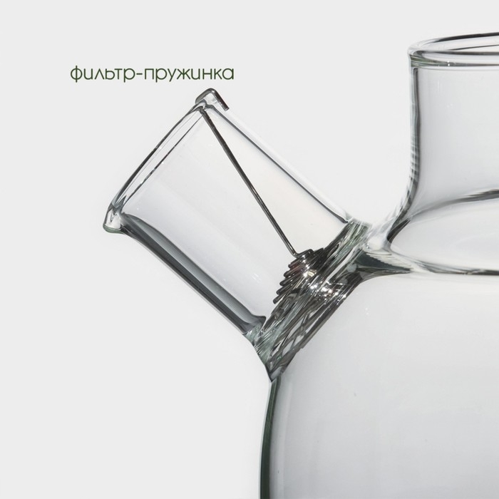 Заварочный чайник BellaTenero &laquo;Эко&raquo;, 1 л, бамбуковая крышка, металлический фильтр, стекло