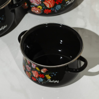 Набор эмалированных кастрюль «Букет тюльпанов», 3 предмета: 2 л, 4 л, 5,5 л, индукция Набор эмалированных кастрюль «Букет тюльпанов», 3 предмета: 2 л, 4 л, 5,5 л, индукция