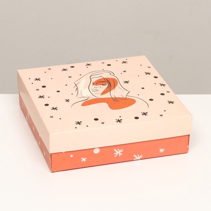 Коробка складная, Коробка складная, "Силуэт девушки" 20 х 20 х 6 см набор 5 шт