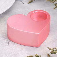 Подсвечник "Сердце большое. Мрамор" из гипса,10,5х9х4,5см,розовый Подсвечник "Сердце большое. Мрамор" из гипса,10,5х9х4,5см,розовый