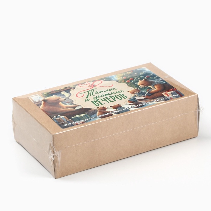 Новогодний подарок гифтбокс мини &laquo;Тёплых вечеров&raquo;: драже, печенье, леденец, шоколад