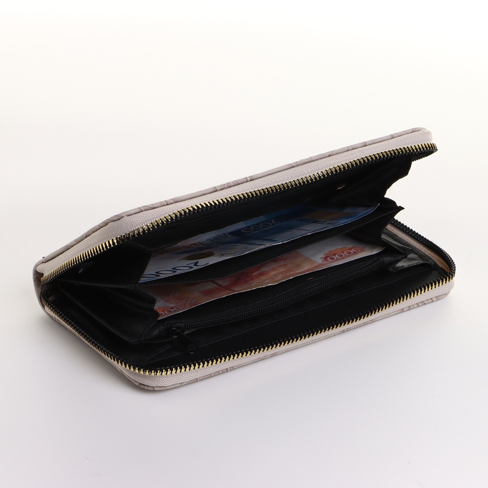 Кошелёк женский на молнии, цвет серый