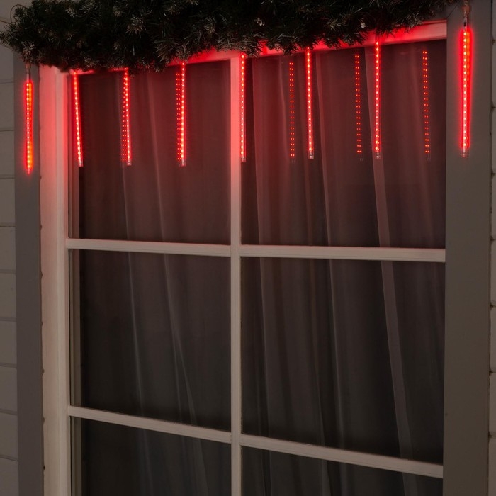 Гирлянда «Сосульки» 2.5 × 0.3 м, IP65, прозрачная нить, 192 LED, свечение красное с эффектом стекания, 12 В Гирлянда «Сосульки» 2.5 × 0.3 м, IP65, прозрачная нить, 192 LED, свечение красное с эффектом стекания, 12 В