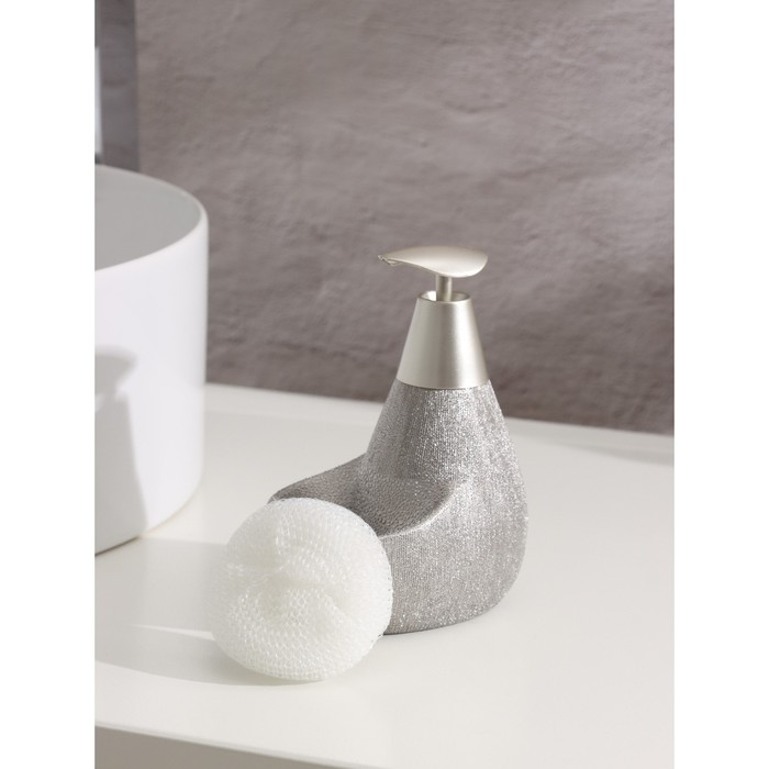 Дозатор для моющего средства с подставкой для губки Доляна &laquo;Африка, 350 мл, цвет серый