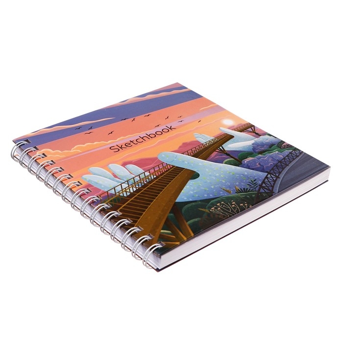 Скетчбук 195 х 195 мм, 80 листов на гребне "Пейзаж", твёрдая обложка, блок 100 г/м&sup2;