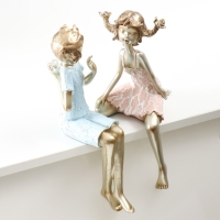 Сувенир полистоун "Дети - Озорники" бело-золотой набор 2 шт 13х15,5х32 9х19х34 см Сувенир полистоун "Дети - Озорники" бело-золотой набор 2 шт 13х15,5х32 9х19х34 см