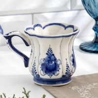 Кружка "Солнышко", малый, гжель, фарфор, 9х7,5 см