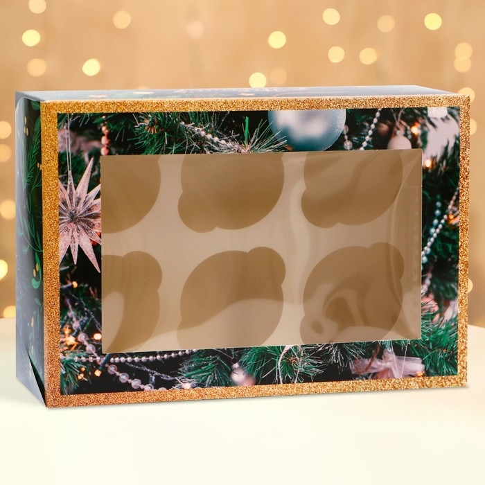 Новый год. Коробка для 6 капкейков с окном Новый год. Коробка для 6 капкейков с окном "Сладких моментов", 25 х 17 х 10 см, упаковка