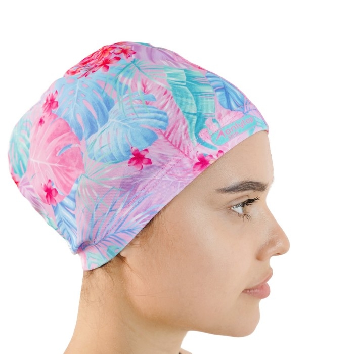 Шапочка для плавания взрослая ONLYTOP &laquo;Тропики&raquo;, тканевая, обхват 54-60 см
