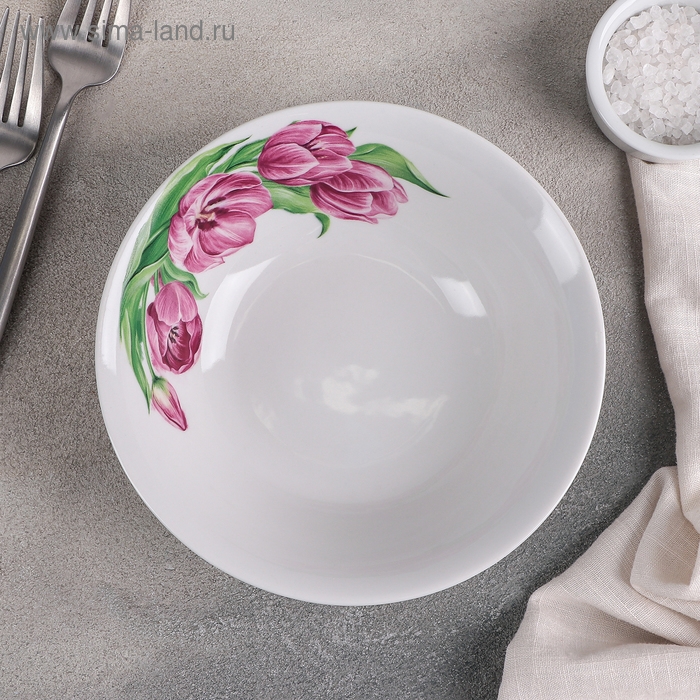 Салатник &laquo;Розовые тюльпаны&raquo;, 570 мл, d=17,5 см