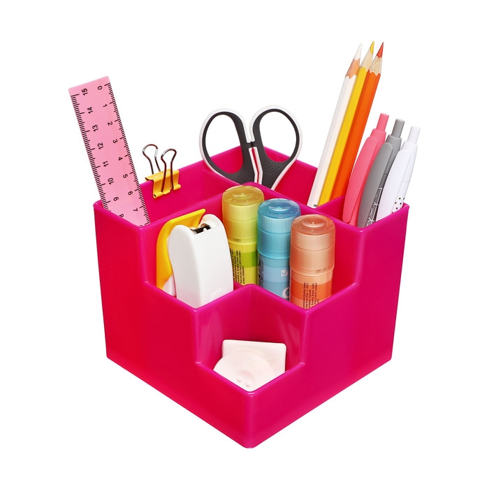 Подставка-органайзер для канцелярии 6 отделений цвет розовая Подставка-органайзер для канцелярии 6 отделений цвет розовая