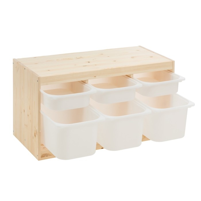 Стеллаж TROFAST-1, с контейнерами, Массив сосны