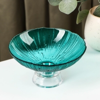 Ваза стеклянная для фруктов «Фейерверк», 350 мл, 15×7,5 см, цвет изумрудный Ваза стеклянная для фруктов «Фейерверк», 350 мл, 15×7,5 см, цвет изумрудный