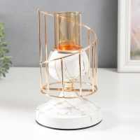 Подсвечник металл на 1 свечу "Белый мрамор с золотыми трещинками. Лестница" 23х13х13 см