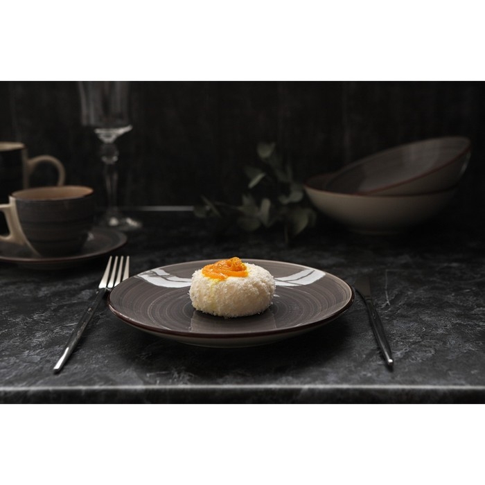 Тарелка керамическая десертная Доляна &laquo;Морской мир&raquo;, d=19 см, цвет коричневый