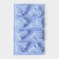 Форма для выпечки Доляна «Транспорт», силикон, 29×17,5 см, 8 ячеек (7,5×5,8 см), цвет МИКС Форма для выпечки Доляна «Транспорт», силикон, 29×17,5 см, 8 ячеек (7,5×5,8 см), цвет МИКС