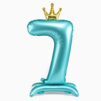 Шар фольгированный 42" «Цифра 7 с короной» на подставке, цвет голубой Шар фольгированный 42" «Цифра 7 с короной» на подставке, цвет голубой