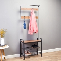 Прихожая София, с обувницей, с крючками, напольная, 1841&times;345&times;721 мм, Рустик Браун, Чёрный