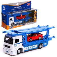 Машина металлическая KAMAZ «Автовоз полиция», 20см, подвижные детали, свет, звук Машина металлическая KAMAZ «Автовоз полиция», 20см, подвижные детали, свет, звук