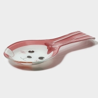 Подставка стеклянная под ложку Доляна &laquo;Зайка и морковка&raquo;, цвет розовый