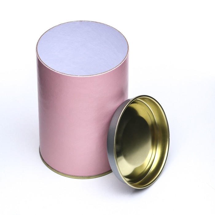 Тубус 73х110 мм (90 мм внутренняя высота), картон, металлическая крышка розовый