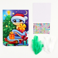 Аппликации перьями и стразами для детей на новый год &laquo;Змея&raquo;, А5, новогодний набор для творчества, символ года 2025