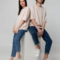 Футболка унисекс оверсайз Street Vibes, бежевая, размер M/L Футболка унисекс оверсайз Street Vibes, бежевая, размер M/L