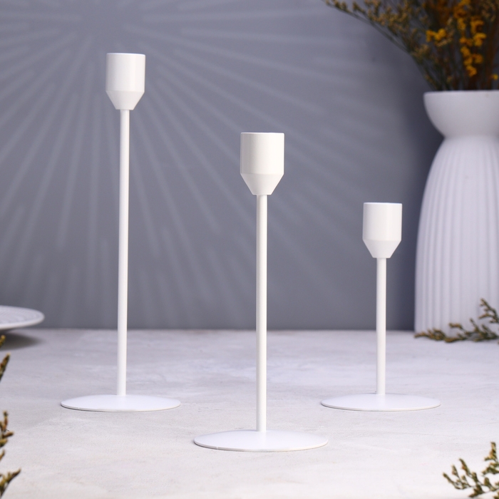 Набор подсвечников Набор подсвечников "Трио" 8х24; 8х19; 8х14см, белый