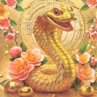 Новогодняя декупажная карта "Золотая змея", плотность 45 г/м2, формат А4 Новогодняя декупажная карта "Золотая змея", плотность 45 г/м2, формат А4