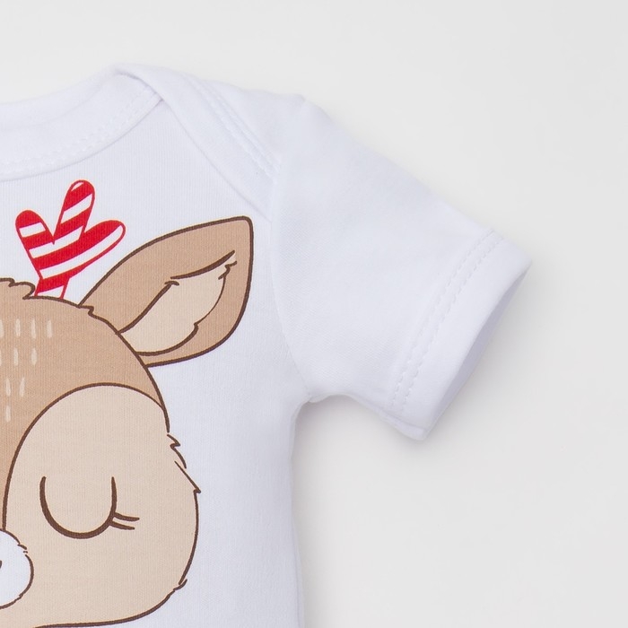 Боди Крошка Я дев. "Оленёнок", рост 62-68 см, белый