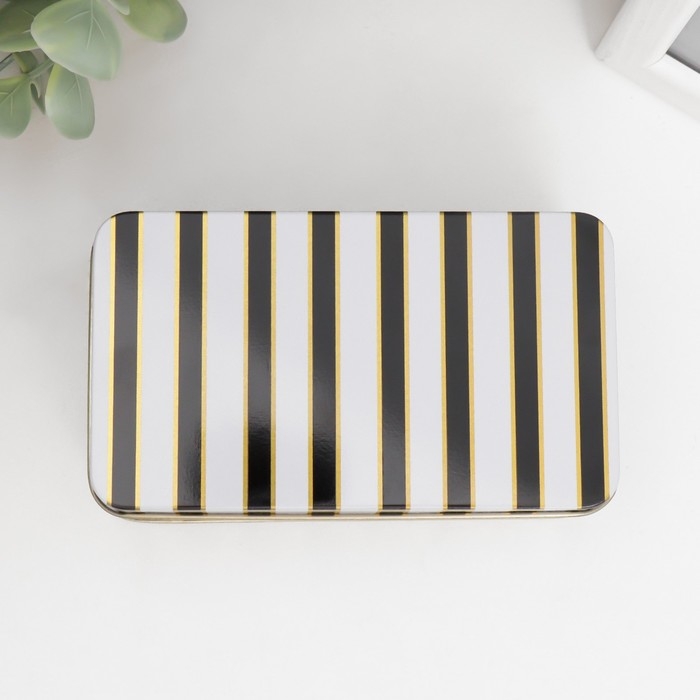 Шкатулка металл прямоугольная Шкатулка металл прямоугольная "Золотые узоры на чётном/белом" МИКС 6,5х11,5х4 см