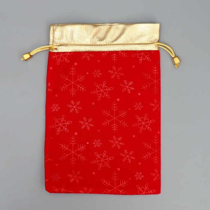 Мешочек подарочный замша &laquo;Подарочки с душой&raquo;, снежинки, тиснение, 16 х 24 см +/- 1.5 см, Новый год