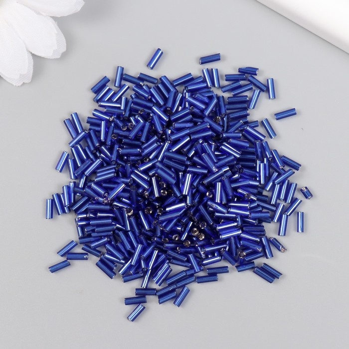 Стеклярус стекло 3” Стеклярус стекло 3” "Ярко-синий" металлик набор 20 гр