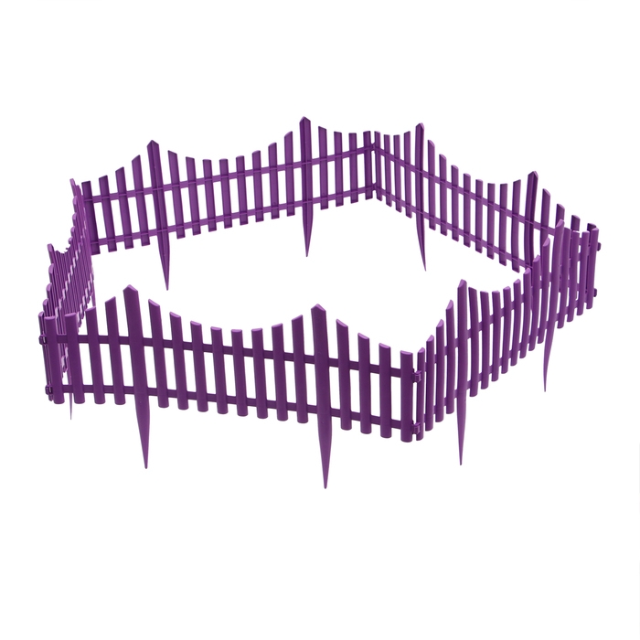 Ограждение декоративное, 30 &times; 300 см, 5 секций, пластик, сиреневый, Greengo