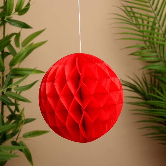 Шар бумажный декоративный, диаметр 20 см, цв. красный Шар бумажный декоративный, диаметр 20 см, цв. красный