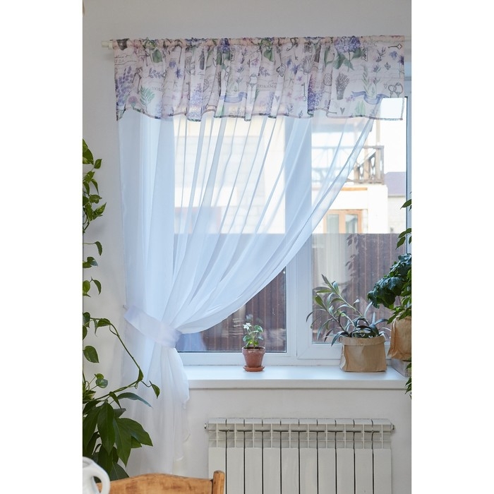 Тюль с подхватом и ламбрекеном "Магия прованса" 250х200см, 100% п/э, вуаль