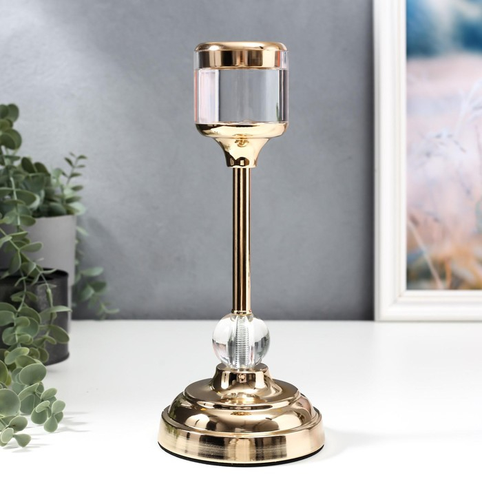 Подсвечник металл на 1 свечу "Прозрачность"МИКС золото 26х12х12 см