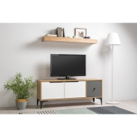 Тумба под ТВ Вайс 13.270.01, 1240х380х506, цвет дуб золотой / тёмно-серый / милк софт