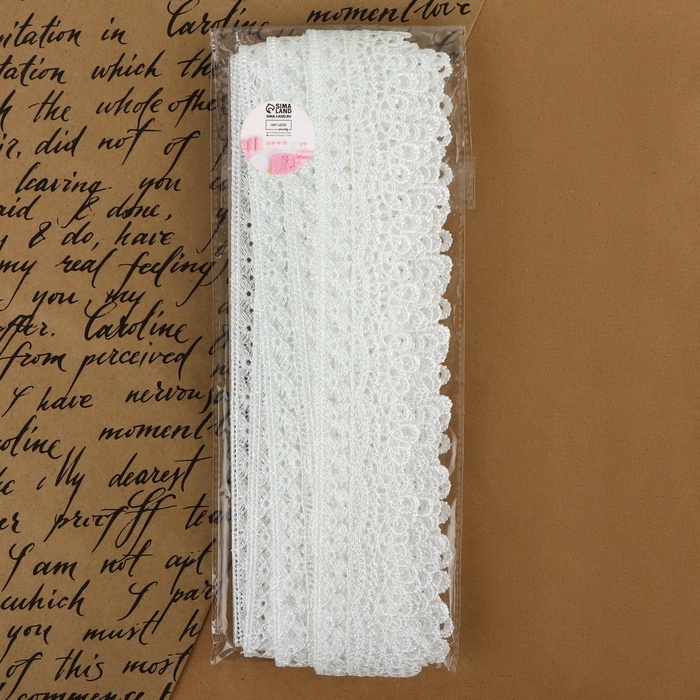 Кружево гипюровое, 40 мм &times; 9 &plusmn; 0,5 м, цвет белый