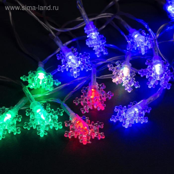 Гирлянда «Нить» 3 м с насадками «Снежинки малые», IP20, прозрачная нить, 20 LED, свечение мульти (RG/RB), мигание, USB Гирлянда «Нить» 3 м с насадками «Снежинки малые», IP20, прозрачная нить, 20 LED, свечение мульти (RG/RB), мигание, USB