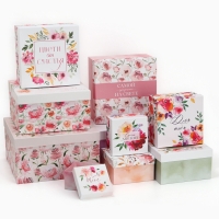 Набор коробок 10 в 1, упаковка подарочная, «Цветы», 10.2 х 10.2 х 6‒28.2 х 28.2 х 15 см Набор коробок 10 в 1, упаковка подарочная, «Цветы», 10.2 х 10.2 х 6‒28.2 х 28.2 х 15 см