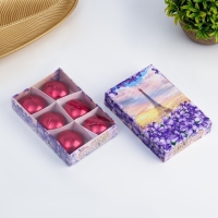 Набор свечей "Овал", 6 штук, красный металлик, 4&times;2см