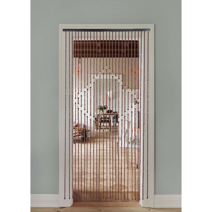 Занавеска декоративная деревянная &laquo;Ромб&raquo;, 90&times;180 см, 27 нитей